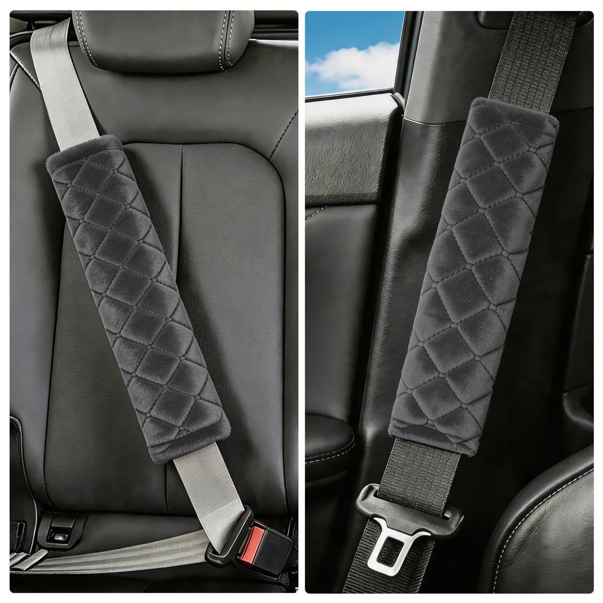 Amooca 2 Pack Seat Belt Covers Soft Shoulder Pad for Cars & Backpack