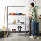 Amazon Basics 5-Shelf Tower Adjustable Storage Shelving Unit, Chrome, 16" x 16" x 54", 150 lbs Per Shelf
