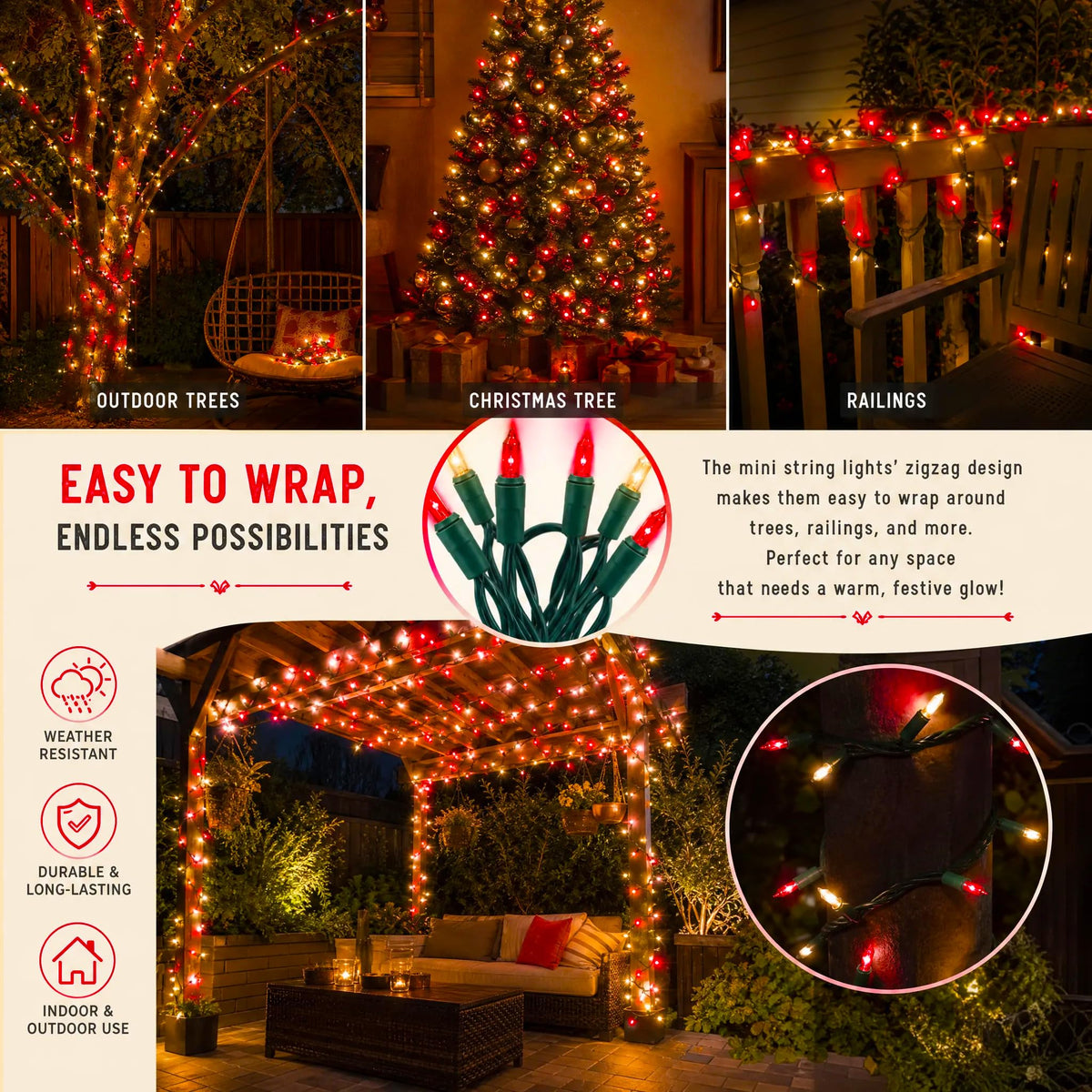 TW SHINE Orange Halloween Lights, 20FT 100 Count Incandescent Mini String Lights, Waterproof Halloween Decorations for Outdoor Indoor Patio Home Party Garden Yard Decor