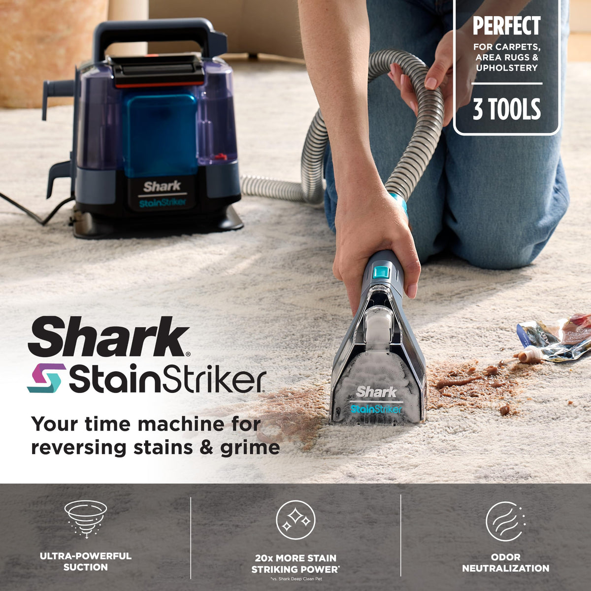 Shark StainStriker Portable Carpet/Upholstery Cleaner, 4 Tools, PX202BRN