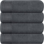 GLAMBURG Ultra Soft 4 Pack Oversized Bath Towel Set 27x54 inches, 100% Cotton Bath Towels, Highly Absorbant Compact Quickdry & Lightweight Towel, Ideal for Gym Travel Camp Pool - Charcoal Grey