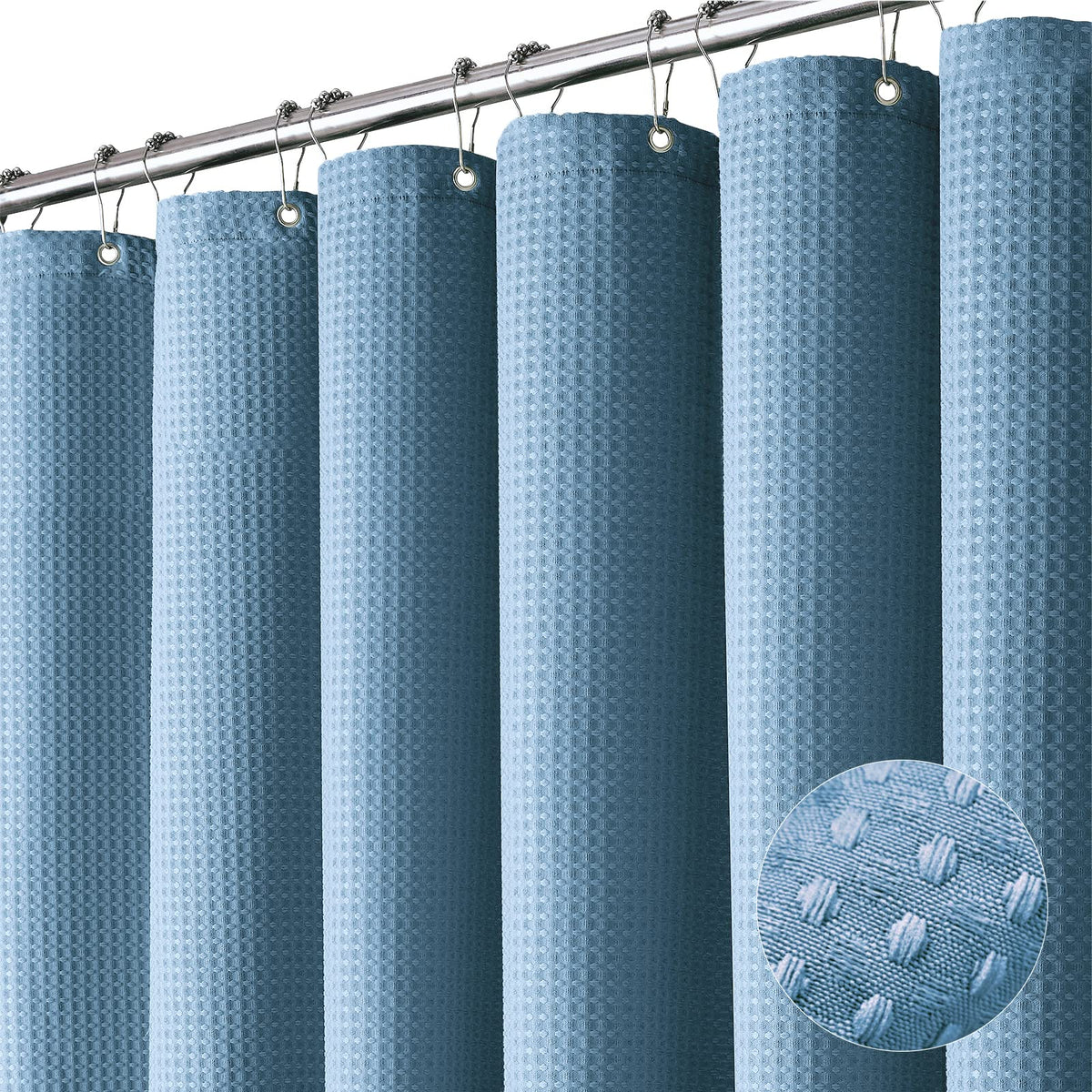 Dynamene Extra Long Waffle Shower Curtain 256 GSM 72"x90" Moonlight Blue