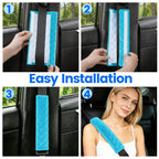 Amooca 2 Pack Seat Belt Covers Soft Shoulder Pad for Cars & Backpack