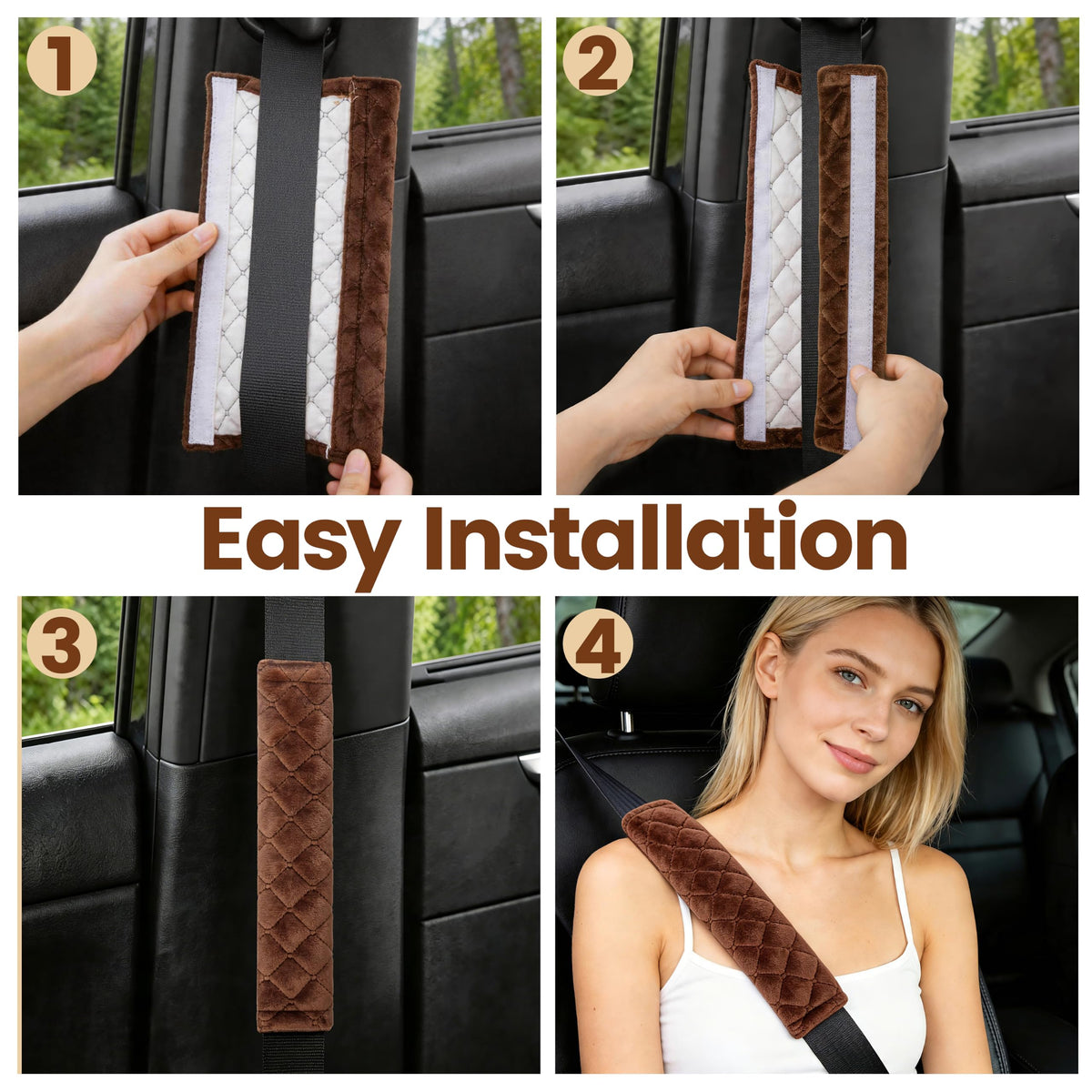 Amooca 2 Pack Seat Belt Covers Soft Shoulder Pad for Cars & Backpack