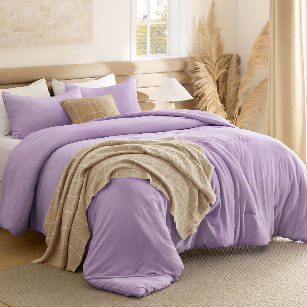 Bedsure King Comforter Set Prewashed Soft Bedding Set 3Pcs Beige 104"x90"