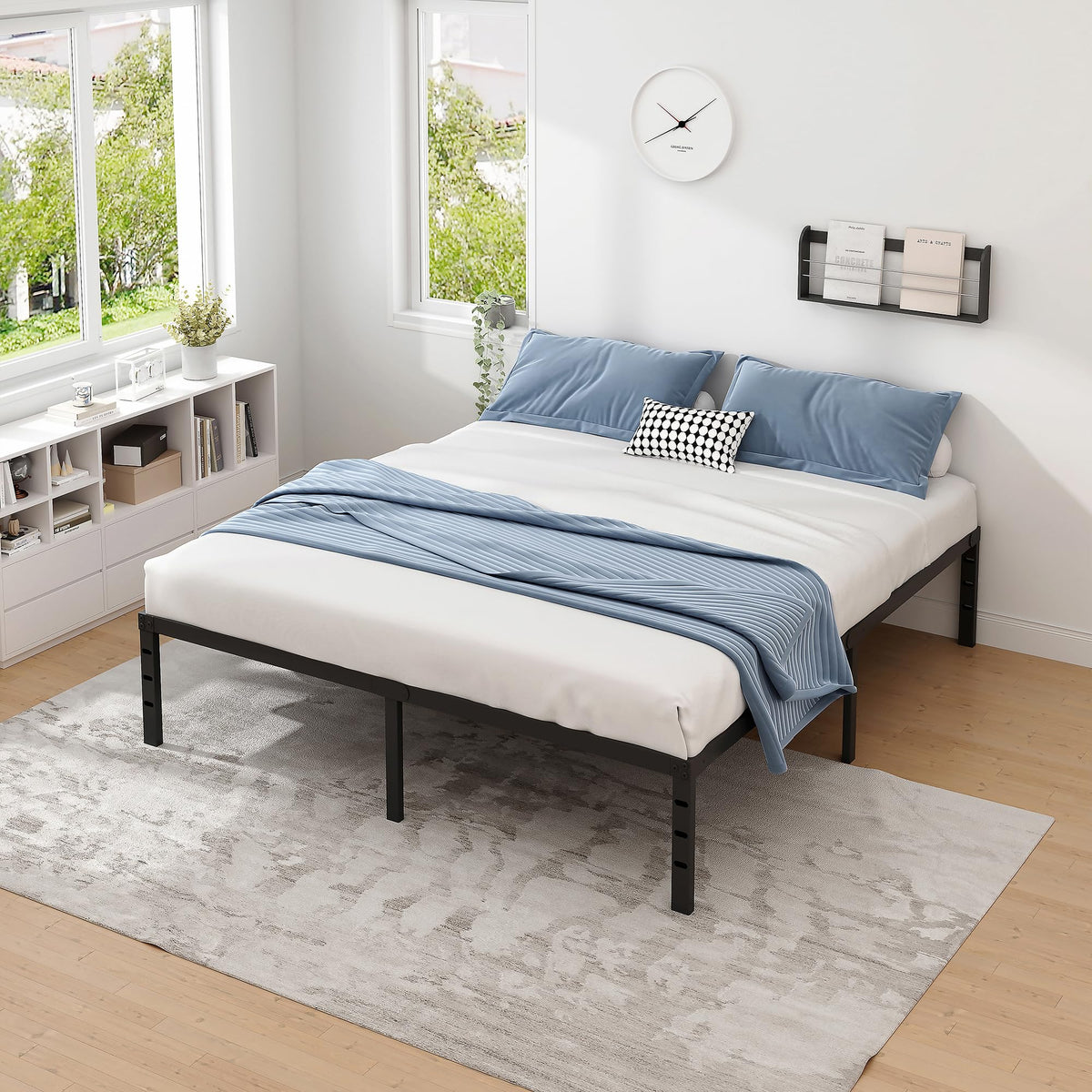 NEW JETO Metal Bed Frame,Queen Size Bed Frame with Storage Space,14 Inch