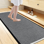 Smiry Waffle Bath Mat 24X16, Extra Soft Absorbent Bathroom Rugs, Black