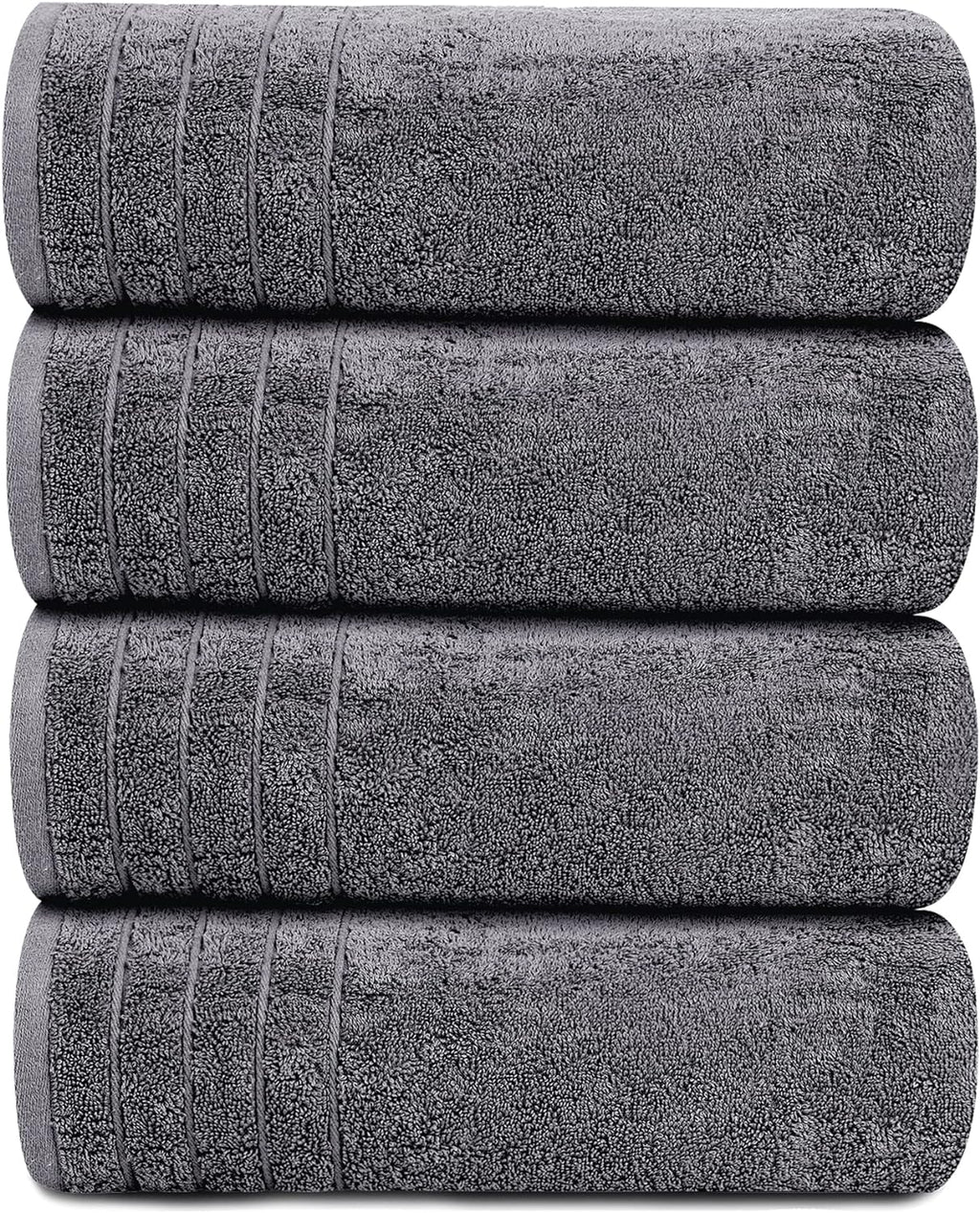Tens Towels 4 Piece Extra Large Bath Towels 30 x 60 Inches, Dark Grey