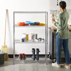 Amazon Basics 5-Shelf Tower Adjustable Storage Shelving Unit, Chrome, 16" x 16" x 54", 150 lbs Per Shelf