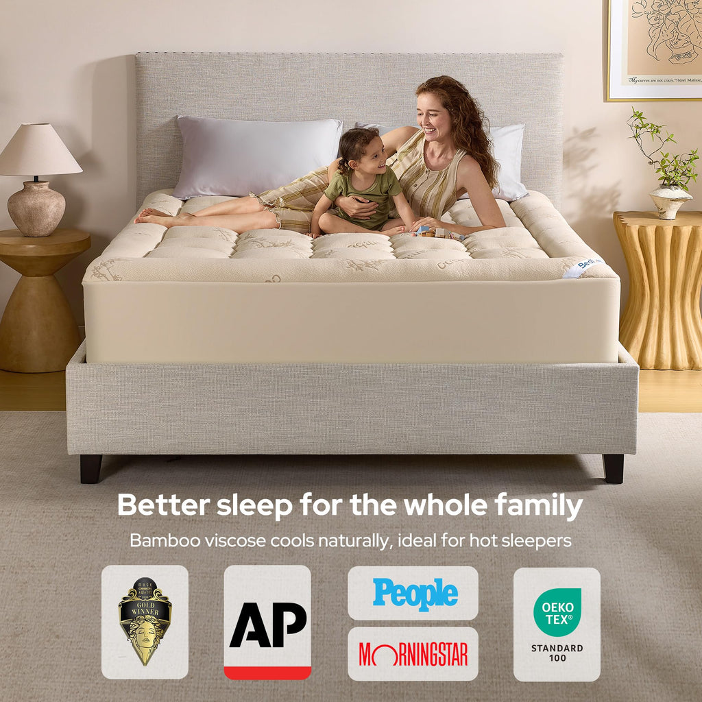 BEDLORE Twin Mattress Topper, Thick Soft Pillow Top Bed Topper