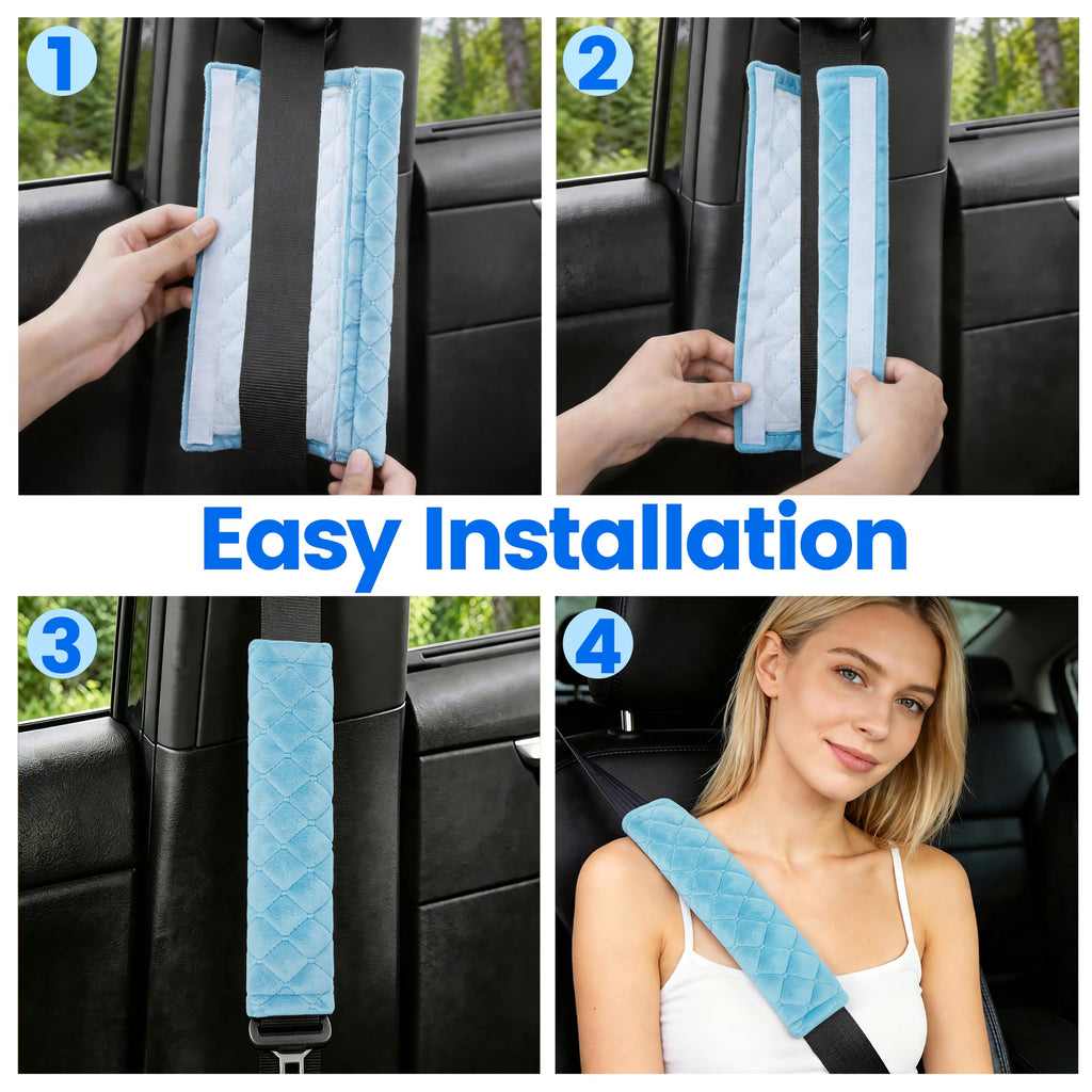 Amooca 2 Pack Seat Belt Covers Soft Shoulder Pad for Cars & Backpack