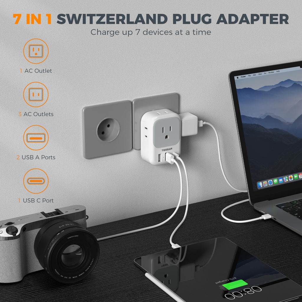 TESSAN European Travel Plug Adapter 2 Pack, Type C Plug
